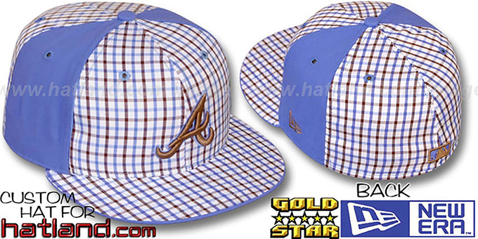 Braves 'BLUE BONNETT' Plaid-Light Blue Fitted Hat by New Era