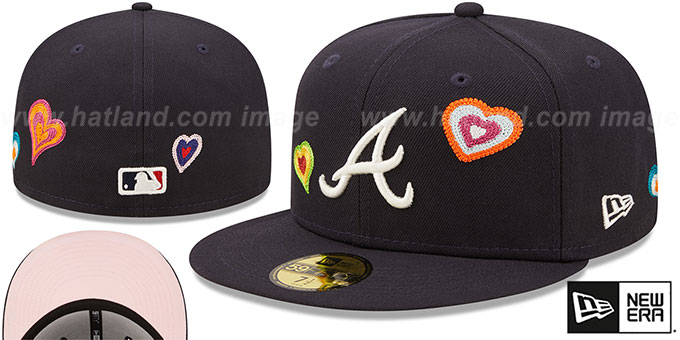 Braves 'CHAIN STITCH HEARTS' Navy Fitted Hat by New Era