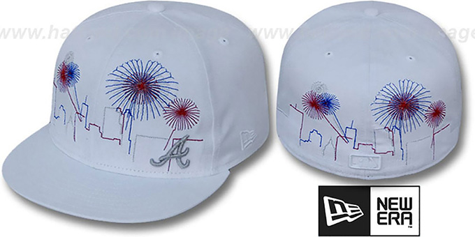 Braves 'CITY-SKYLINE FIREWORKS' White Fitted Hat by New Era