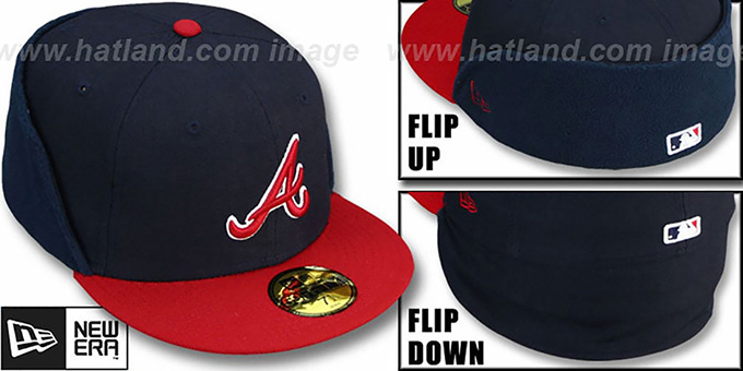 Braves 'CLEAN CUT FLIP-DOWN' Navy-Red Fitted Hat by New Era