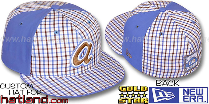 Braves COOP 'BLUE BONNETT' Plaid-Light Blue Fitted Hat by New Era