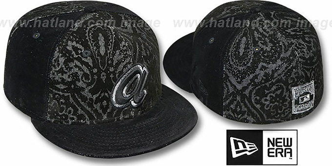 Braves COOP 'VELVET PAISLEY' Black Fitted Hat by New Era