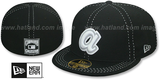 Braves 'COOPERSTOWN BLACK PURSE STITCH' Fitted Hat by New Era