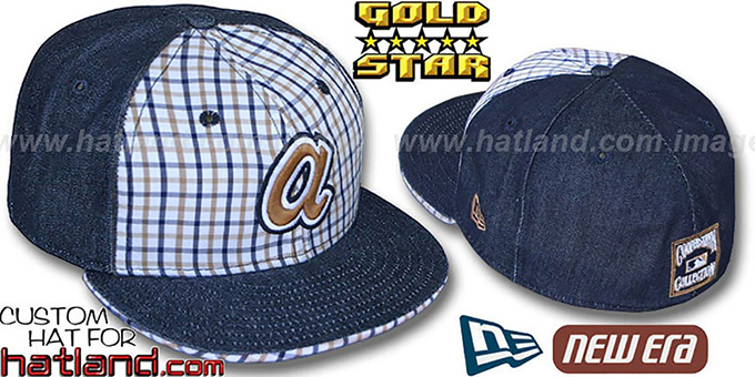 Braves 'COOPERSTOWN SPANKY' Plaid-Navy Denim Fitted Hat by New Era