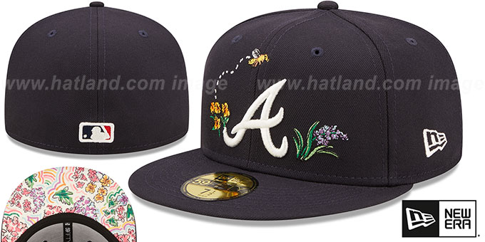 Braves 'FLORAL WATERCOLORS' Navy Fitted Hat by New Era