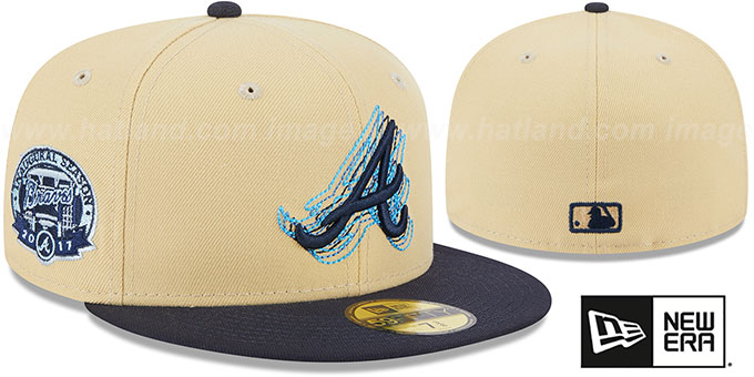 Braves 'ILLUSION SIDE-PATCH' Gold-Navy Fitted Hat by New Era