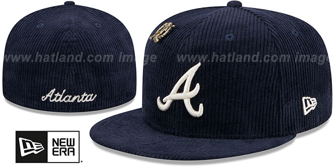 Braves 'LETTERMAN PIN CORDUROY' Navy Fitted Hat by New Era