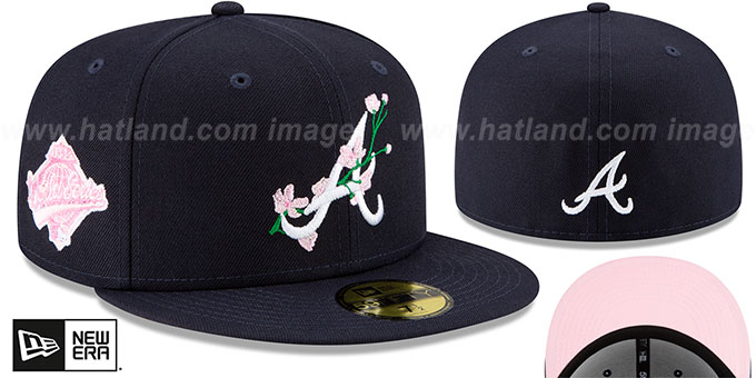 Braves 'LOGO BLOOM SIDE-PATCH' Navy-Pink Fitted Hat by New Era