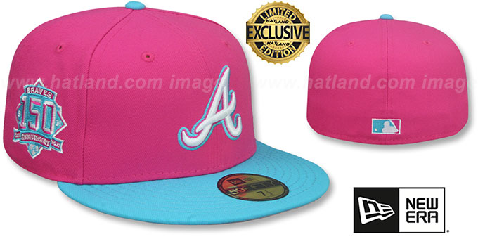 Braves 'MIAMI VICE SIDE-PATCH' Beetroot-Blue Fitted Hat by New Era