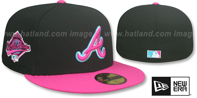 Braves 'MIAMI VICE SIDE-PATCH' Black-Beetroot Fitted Hat by New Era