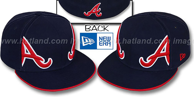 Braves 'MIRROR PANELCUT' Navy Fitted Hat by New Era