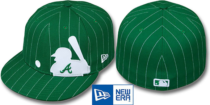 Braves 'MLB SILHOUETTE PINSTRIPE' Green-White Fitted Hat by New Era