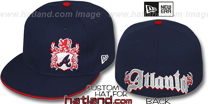 Braves 'OLD ENGLISH SOUTHPAW' Navy-Red Fitted Hat by New Era