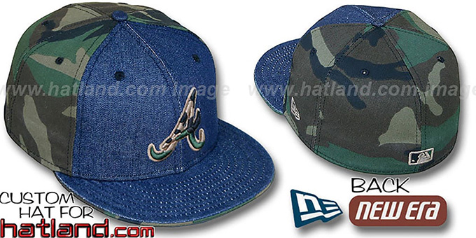 Braves 'PINWHEEL' Navy Denim-Army Camo Fitted Hat