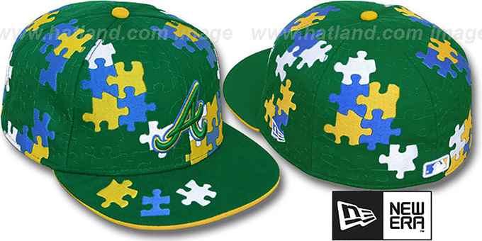 Braves 'PUZZLE' Green Fitted Hat by New Era