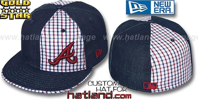 Braves 'SOUTHPAW SLUGGA' Plaid-Navy Denim Fitted Hat by New Era