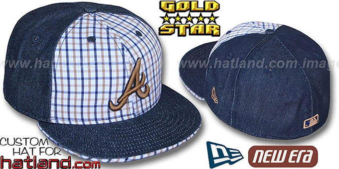 Braves SPANKY Plaid-Navy 'DENIM' Fitted Hat by New Era