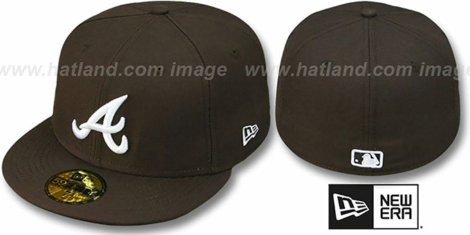 Braves 'TEAM-BASIC' Brown-White Fitted Hat by New Era