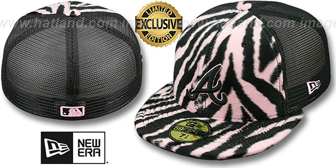 Braves ZEBRA 'ANIMAL-FUR MESH-BACK' Fitted Hat by New Era