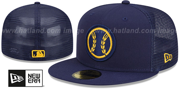 Brewers 'BATTING PRACTICE TRUCKER' Navy Fitted Hat by New Era