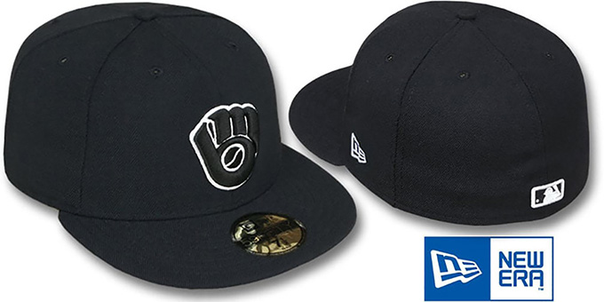 Brewers ALT 'TEAM-BASIC' Black-White Fitted Hat by New Era