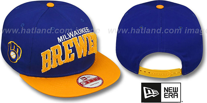 Brewers COOP 'CHENILLE-ARCH SNAPBACK' Royal-Gold Hat by New Era