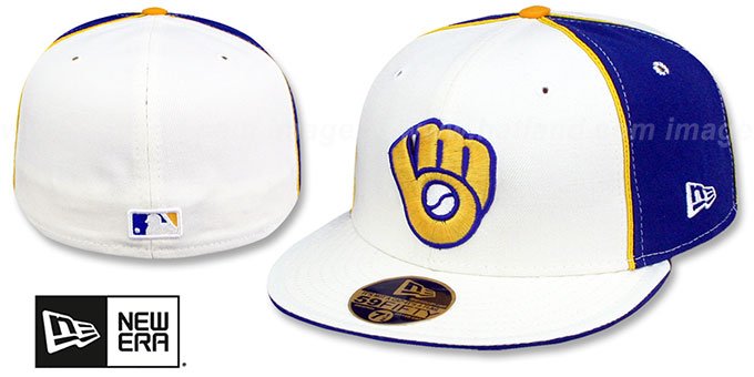 Brewers COOPERSTOWN 'PINWHEEL' White-Royal Fitted Hat