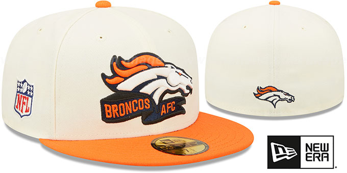 Broncos '2022 NFL SIDELINE' Cream-Orange Fitted Hat by New Era