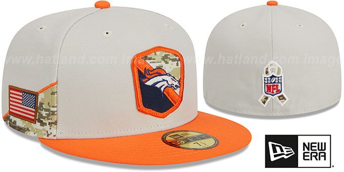 Broncos '2023 SALUTE-TO-SERVICE' Stone-Orange Fitted Hat by New Era