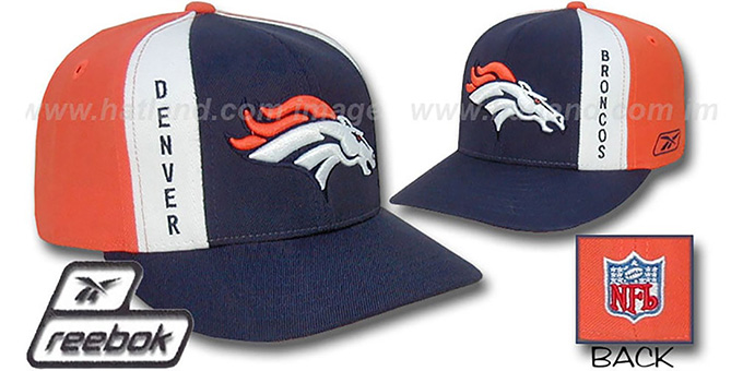 Broncos 'AJD PINWHEEL' Navy-Orange Fitted Hat by Reebok