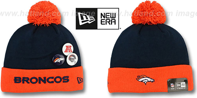 Broncos 'BUTTON-UP' Knit Beanie Hat by New Era