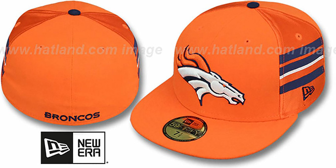 Broncos 'NFL JERSEY-STRIPE' Orange Fitted Hat by New Era