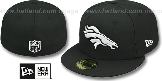 Broncos 'NFL TEAM-BASIC' Black-White Fitted Hat by New Era