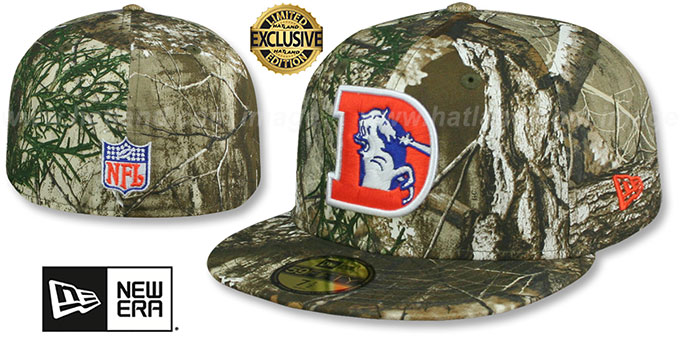 Broncos 'NFL THROWBACK TEAM-BASIC' Realtree Camo Fitted Hat by New Era