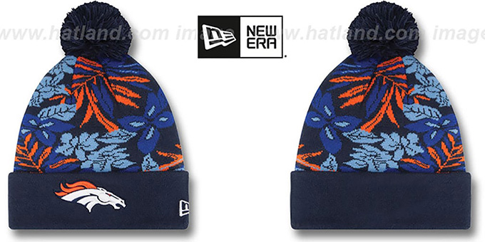 Broncos 'SNOW-TROPICS' Navy Knit Beanie Hat by New Era