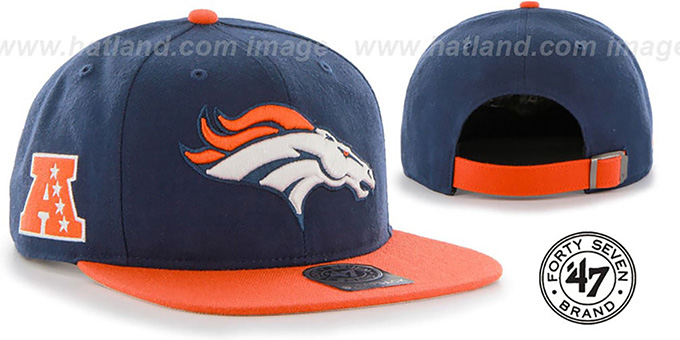 Broncos 'SUPER-SHOT STRAPBACK' Navy-Orange Hat by Twins 47 Brand