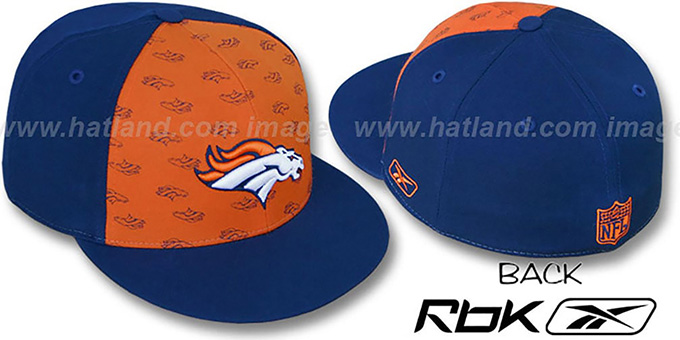 Broncos 'TEAM-PRINT PINWHEEL' Orange-Navy Fitted Hat by Reebok