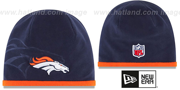 Broncos 'TECH-KNIT STADIUM' Navy-Orange Knit Beanie Hat by New Era