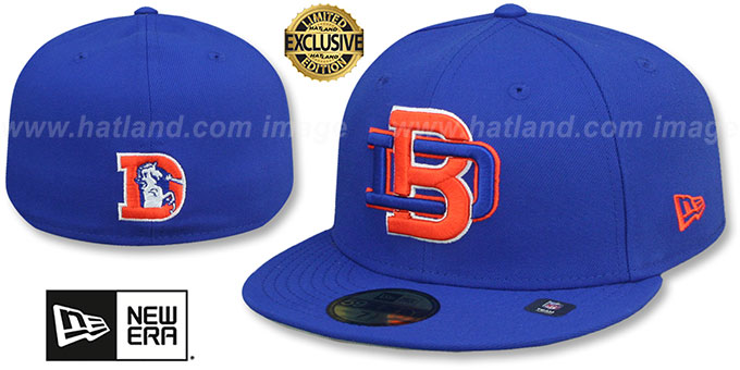 Broncos 'THROWBACK NFL LIGATURE' Royal Fitted Hat by New Era