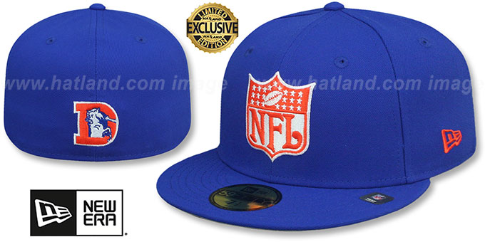 Broncos 'THROWBACK NFL SHIELD-BASIC' Royal Fitted Hat by New Era