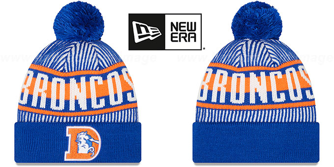 Broncos 'THROWBACK STRIPED' Knit Beanie Hat by New Era