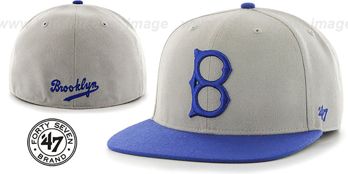 Brooklyn Dodgers 'COOP HOLE-SHOT' Grey-Royal Fitted Hat by Twins 47 Brand