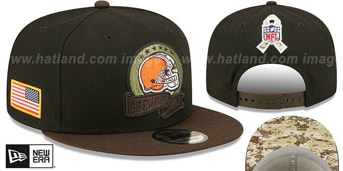 Browns '2022 SALUTE-TO-SERVICE SNAPBACK' Black-Brown Hat by New Era