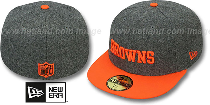 Browns '2T NFL MELTON-BASIC' Grey-Orange Fitted Hat by New Era