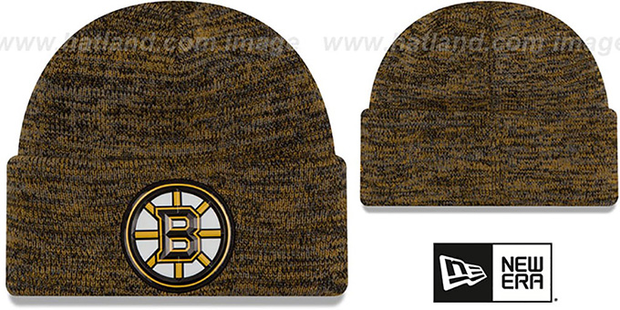 Bruins 'BEVEL' Gold-Black Knit Beanie Hat by New Era