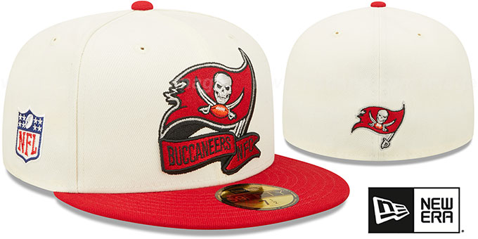 Buccaneers '2022 NFL SIDELINE' Cream-Red Fitted Hat by New Era