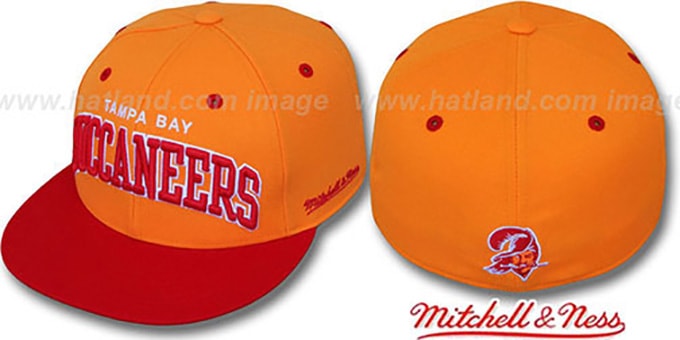 Buccaneers '2T CLASSIC-ARCH' Orange-Red Fitted Hat by Mitchell and Ness