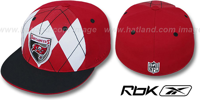 Buccaneers 'ARGYLE-SHIELD' Red-Black Fitted Hat by Reebok