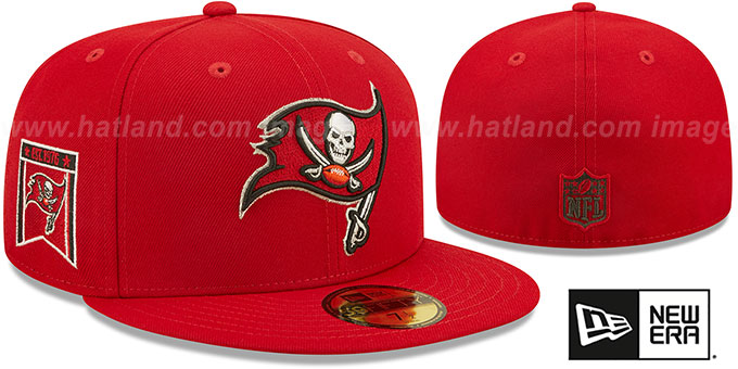 Buccaneers 'BANNER SIDE-PATCH' Red Fitted Hat by New Era