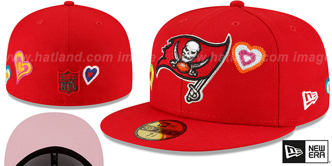 Buccaneers 'CHAIN STITCH HEARTS' Red Fitted Hat by New Era